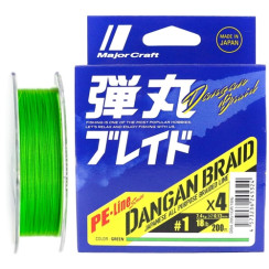 Шнур Major Craft Dangan Braid X4 150m (салат.) #1.2/0.15mm 20lb/8.6kg