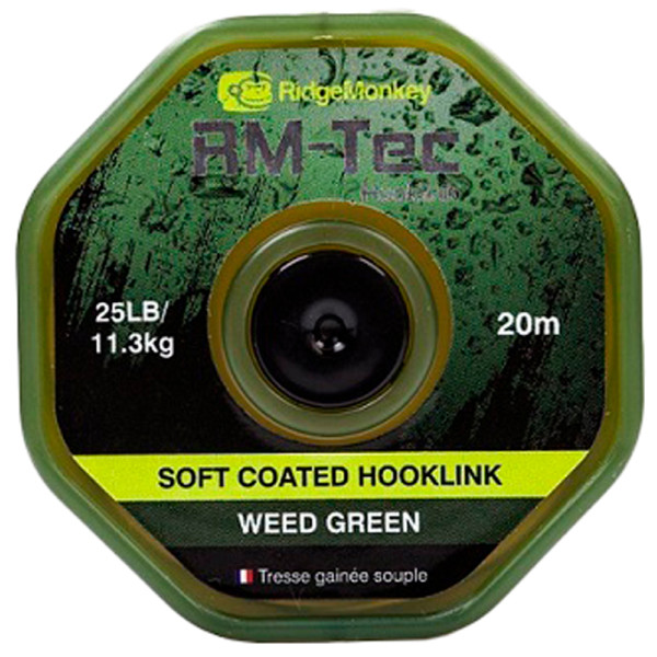 RidgeMonkey RM-Tec Soft Coated Hooklink Weed Green 25lb 20m