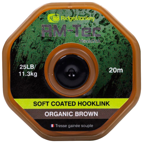 Поводковий матеріал RidgeMonkey RM-Tec Soft Coated Hooklink Organic Brown 25lb 20м