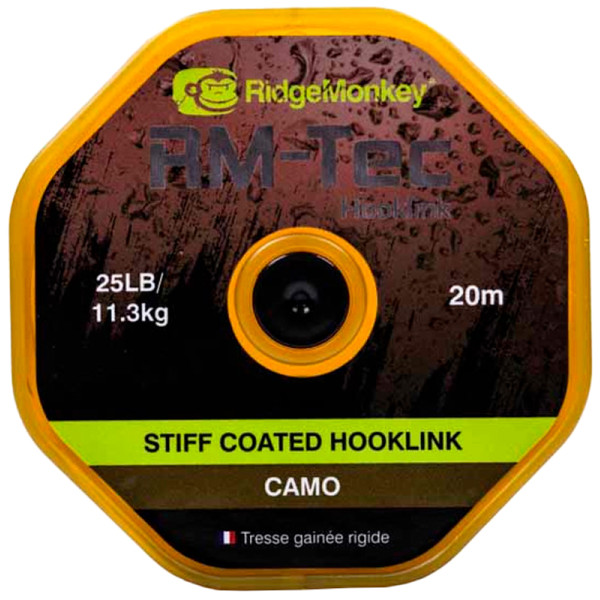 Поводковый материал RidgeMonkey RM-Tec Stiff Coated Hooklink Camo 25lb 20м