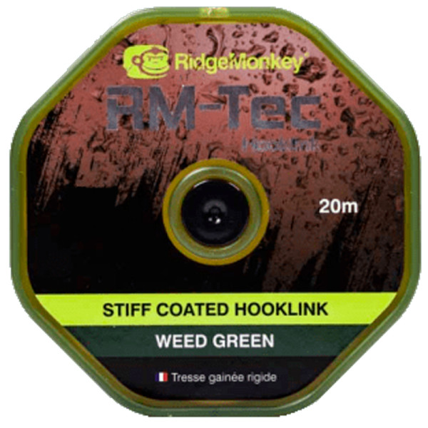 Поводковый материал RidgeMonkey RM-Tec Stiff Coated Hooklink Weed Green 35lb 20м