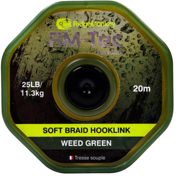 RidgeMonkey RM-Tec Soft Braid Hooklink Weed Green 25lb 20m