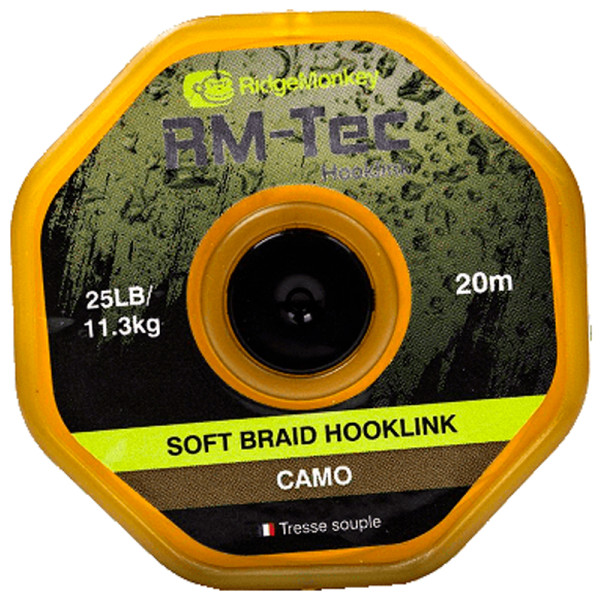 RidgeMonkey RM-Tec Soft Braid Hooklink Camo 25lb 20m