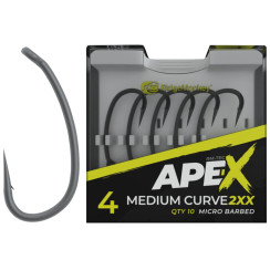 Крючок карповый RidgeMonkey Ape-X Medium Curve 2XX с бородкой #4 (10 шт/уп)
