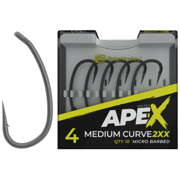 RidgeMonkey Ape-X Medium Curve 2XX Carp Hook with #4 Barb (10 pcs/pack)