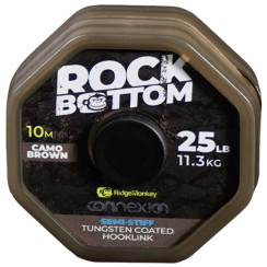RidgeMonkey Rock Bottom Tungsten Coated Semi Stiff Leader Material 10m 25lb/11.3kg Color: Camo Brown