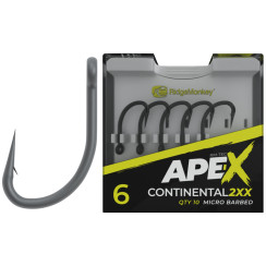 Крючок карповый RidgeMonkey Ape-X Continental 2XX с бородкой #2 (10 шт/уп)