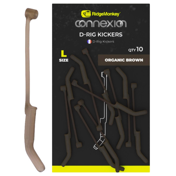 Lazy RidgeMonkey Connexion D-Rig Kickers Small (10 pcs/pack) color: organic brown