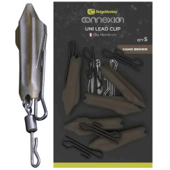Безопасная клипса RidgeMonkey Connexion Uni Lead Clip (5 шт/уп) ц:camo brown