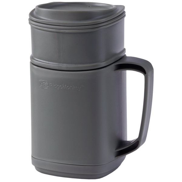RidgeMonkey ThermoMug DLX Brew Set Gray with a set of containers