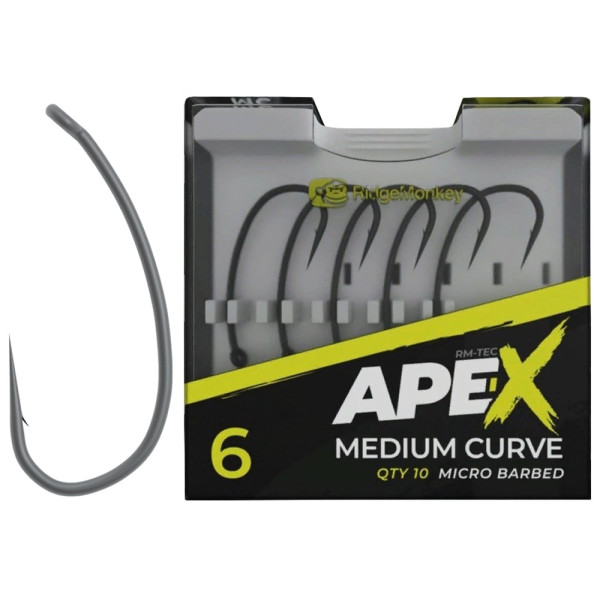 RidgeMonkey Ape-X Medium Curve Carp Hook with #4 Barb (25 pcs/pack)