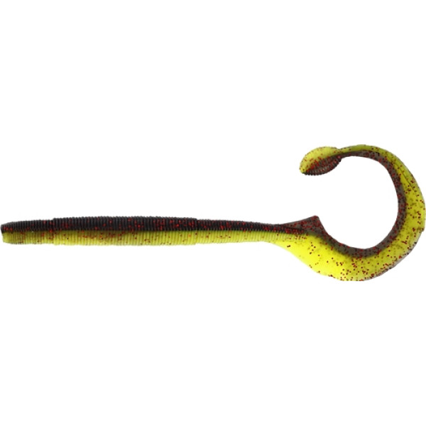 Silicone Westin Ned Worm Curl 12cm 3g Black/Chartreuse (5pcs/pack)