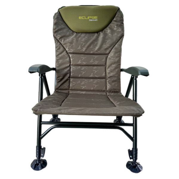 Крісло Eclipse Dyscover 1010-L складане підлокітниками та регулюванням нахилу, олива+чохол