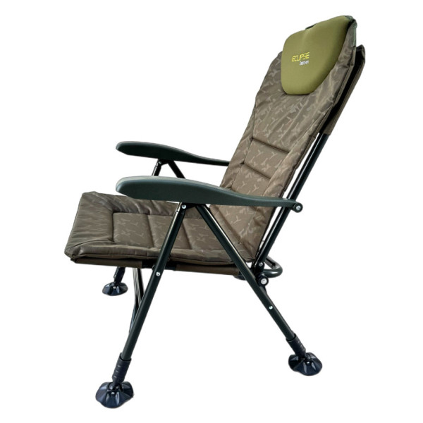 Крісло Eclipse Dyscover 1010-L складане підлокітниками та регулюванням нахилу, олива+чохол