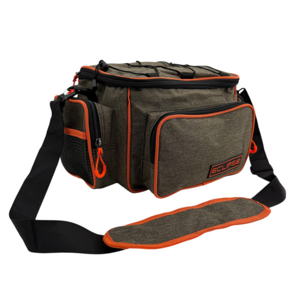 Eclipse Spinning Shoulder Bag, Gray with Orange Accents #002