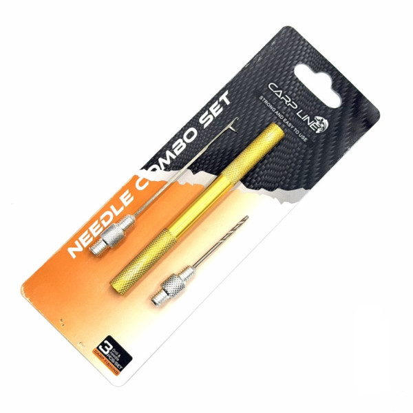 Набір короповий Carp Line: голка, свердло + МЕТАЛЕВІ РУЧКИ Needle Combo Set 'HW-062' YELLOW