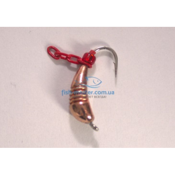 Winter Star Tungsten Banana Jig with Notches, 4.0mm Chain/1.2g, No. 12 Hook: Copper/Red
