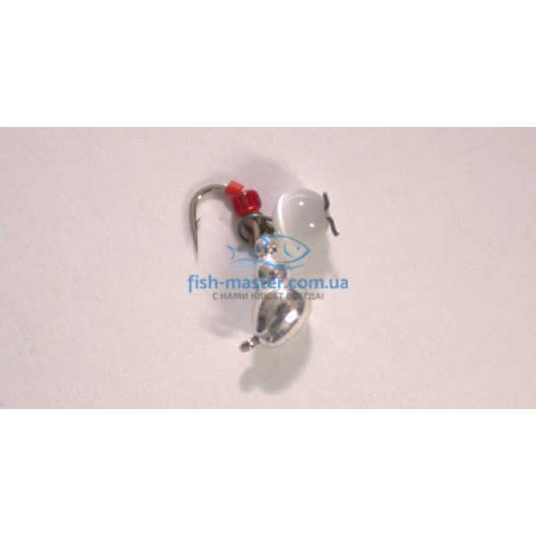 Winter Star tungsten jig with ant eye, 4.0mm/0.76g hook, #14 silver/white