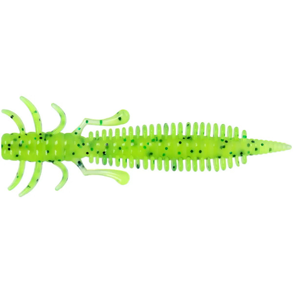 Silicone X-Fish Bug 3" Chartreuse Green & Black Flake