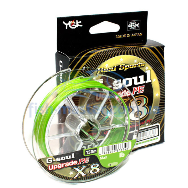 YGK G-Soul X8 Upgrade 150m 0.205mm #1.5/30lb 13.6kg Cord: Light Green