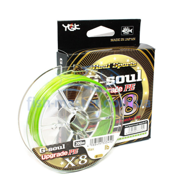 YGK G-Soul X8 Upgrade 200m 0.205mm #1.5/30lb 13.6kg Cord: Light Green