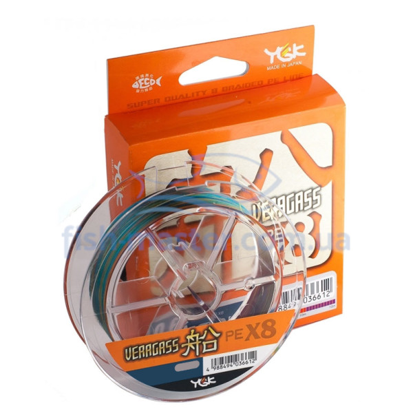 Cord YGK Veragass Fune X8 - 100m connect #2/14.9kg 10m x 5 colors